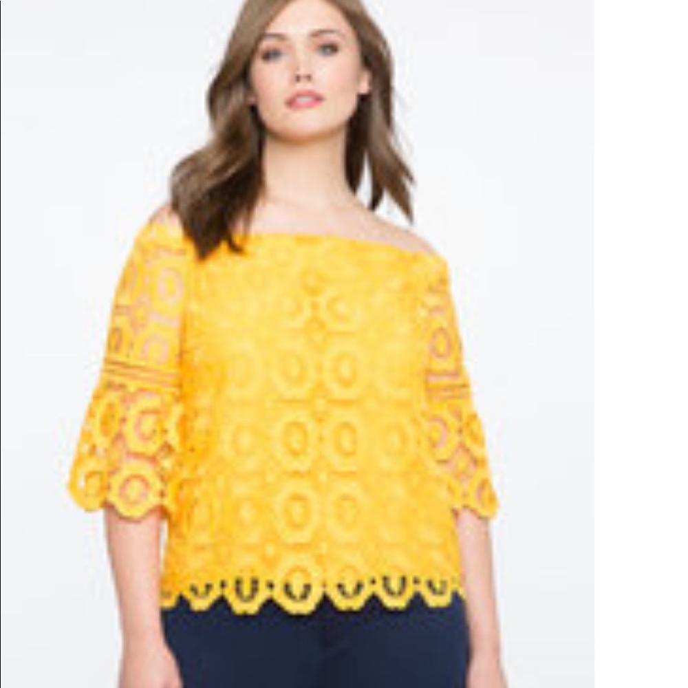 Eloquii Off the Shoulder Crochet Lace Top